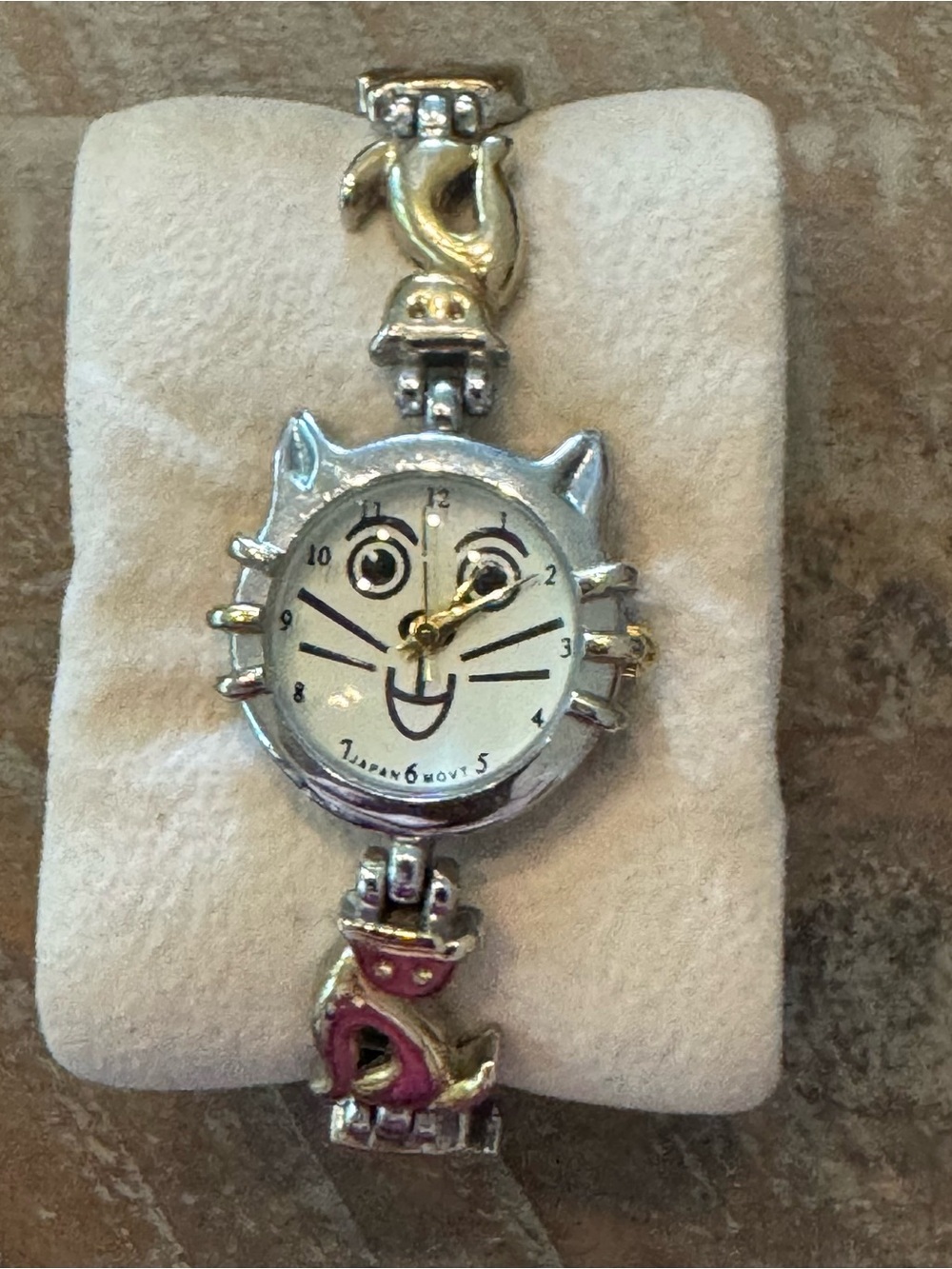 Vintage Kristine Two-Tone Cat Face Watch
